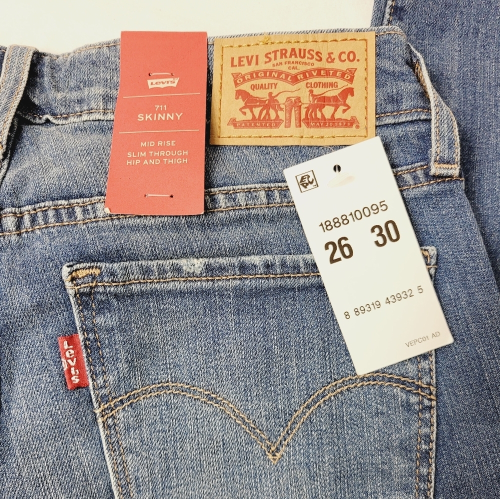 Levi's 711 Mid RiseSkinny Jeans Sz 26 - Picture 3 of 4